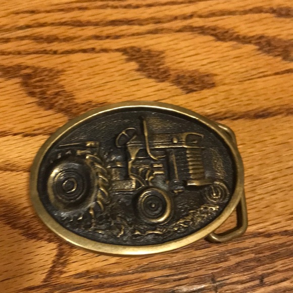 Used Solid Brass Tractor Belt Buckle - Picture 1 of 5